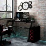 fekete LED-es Y-lábú gamer asztal 90 x 60 x 75 cm fotó