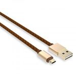 LDNIO Adat- és Töltőkábel LS25, MicroUSB/USB csatlakozó, 2.4A gyorstöltés, 1 méter, arany/barna fotó