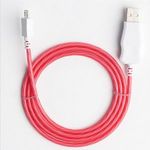 Prémium Adat- és Töltőkábel, MicroUSB/USB csatlakozó, villogó fény, 2A gyorstöltés, 1 méter, piros fotó