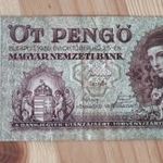 1939. 5 Pengő, nyomdai papírránccal és eltolódott sorszámmal F+ 1 Ft-ról! fotó