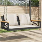 fekete polyrattan hintapad párnákkal 109 x 62 x 40 cm fotó