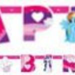 Én kicsi pónim Rainbow Sparkle Happy Birthday felirat 237 cm fotó