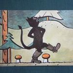 Képeslap, Csehszlovákia, Josefa Lady, Kocour Mikes rajzfilm részlet, 1980- fotó