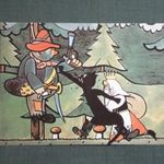 Képeslap, Csehszlovákia, Josefa Lady, Kocour Mikes rajzfilm részlet, 1980- fotó
