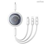 BASEUS FREE2DRAW 3 az 1-ben adatátviteli kábel / USB töltő - FEHÉR - Type-C / microUSB, Lightning... fotó