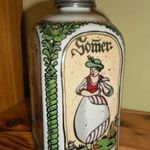 Régi német porcelán likőrös kulacs, ón kupakkal (dr.Merkle - kézzel festett) fotó