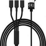 5in1 USB töltőkábel, micro-USB, USB-C, Lightning, 1, 2 m, fekete, Smrter SMRTER_HYDRA_ULT_BK fotó