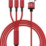 5in1 USB töltőkábel, micro-USB, USB-C, Lightning, 1, 2 m, piros, Smrter SMRTER_HYDRA_ULT_RD fotó