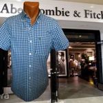 Abercrombie&Fitch- kék fehér kockás rövid ujjú pamut ing M fotó