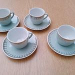 Észak-Koreai 4 személyes porcelán teás-, kávéskészlet (aranyozott D.P.R.K.) fotó