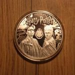 HARRY POTTER és VOLDEMORT ezüstözött érem hivatalos Warner termék, Holland királyi pénzverde fotó
