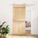 tömör fenyőfa tolóajtó fémszerelék szettel 90 x 210 cm fotó