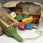 Fa építő készlet kicsiknek retro játék régiség fotó