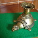 MISZTIKUS TEKNŐS ANTIK BRONZ GYERTYATARTÓ RITKA DARAB fotó