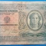 1912 -es 100 Korona bankó Osztrák kiadás Osztrák felülbélyegzéssel - Osztrák-Magyar bank VF(L1987) fotó