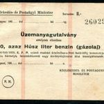 Benzinjegy 1950 Közlekedés- és Postaügyi Miniszter fotó