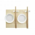 Sushi szett DKD Home Decor Bambusz Műanyag Kőedény Fehér Természetes Keleti 28, 8 x 19, 8 x 3 cm (7... fotó