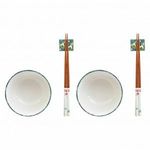 Sushi szett DKD Home Decor 25 x 25 x 6, 5 cm Porcelán Fa Fehér Zöld Keleti (6 Darabok) (25 x 25 x ... fotó