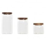3 Gyurma szett DKD Home Decor Akácfa Boroszilikát üveg (1 L) (400 ml) (700 ml) (3 Darabok) fotó