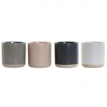 Taza Bögre DKD Home Decor Világos rózsaszín Sötét szürke Világos szürke Kőedény (350 ml) (4 egység) fotó