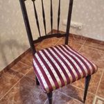 3 db , vintage ebédlő szék bordó-sárga bársony kárpittal fotó