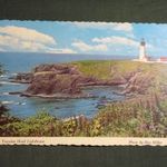 Képeslap, USA, Oregon, Newport, Yaquina Head, félsziget, világítótorony látkép, 1973- fotó