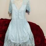 CLUB L, gyönyörű, világoskék, csipkés, nyitott hátú ruha, kb. 2XL-es, Új fotó