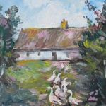 Bánfi - "Tanya libákkal.." - (olaj, karton 33×27 cm) fotó