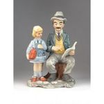0N100 Biszkvit porcelán olvasó páros figura 20 cm fotó