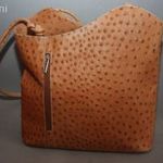 Valódi bőr, struccbőr, világosbarna, elegáns, pakolós hátitáska, utcai hátizsák vagy válltáska, táska-női fotó