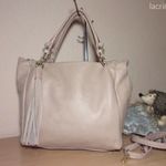 Hamuzsaszín valódi bőr, sportosan elegáns shopper-fazonú táska fotó
