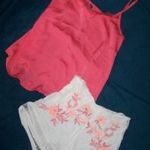 Női szép ruhacsomag: 38-as Jean Pascal korall színű pántos felső + 36-os H&M short fotó