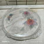 Üveg tortatartó eladó!! Virágos, nyomott mintás, üveg tortatartó, asztalközép kínáló eladó! 30cm fotó