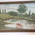 TÁJKÉP OLAJ KARTON KERETBEN 24X32 CM fotó