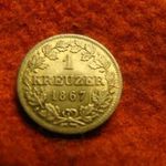 Bayern ezüst 1 kreuzer 1867 kiváló fotó