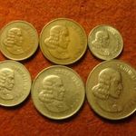 Dél-Afrika South-Africa sor 6 féle érme egyben 1965, 67 fotó