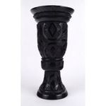 1R401 Régi fekete faragott fa váza 28 cm fotó