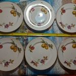 Royal Worcester porcelán 1961 Evesham 6db-os lapos tányér szett Angliából régi retró vintage fotó
