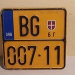Rendszámtábla, Szerbia, motorkerékpár BG 007-11 fotó