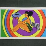 Kártyanaptár, GÉM autószerviz, Tolna, grafikai, női modell, motorkerékpár, 1977 (1) fotó