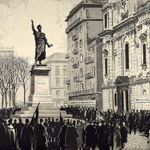 PETŐFI SZOBOR ... 1962 MÁRCIUS 15 CÍMMEL RETRÓ RÉZKARC ... JELZETT ! fotó