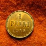 Finnország réz 1 penni 1915 aUNC fotó