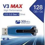 Pendrive, 128GB, USB 3.2, 175/80 MB/s, VERBATIM "V3 MAX", kék-fekete fotó