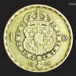 1946 TS Svédország V. Gustaf ezüst 1 Krona! Szép állapot! Patina! KM#?814 fotó