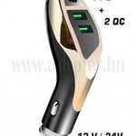 AT-K1 2 x QC3.0 + 1 PD 12-24 V szivargyújtó gyorstöltő fotó