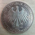 Németország 5 márka, 1968 emlékérme, 500. Évforduló - Johannes Gutenberg halála, Ezüst 0.625 fotó