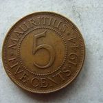 MAURITIUS NAGY 5 CENTS, 1944 SA. 1 DB. fotó