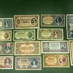 Antik bankjegyek - 14 darab különböző névértékben kiadott egykori fizetőeszköz... - 1 Forintért fotó