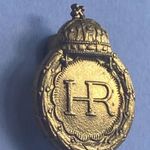 Antik hadirokkant jelvény / Aranyozott koronás HR gomblyuk jelvény - Hibátlanul ötvös hagyatékból! fotó
