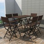 7-részes barna kerti polyrattan/acél összecsukható étkezőszett fotó